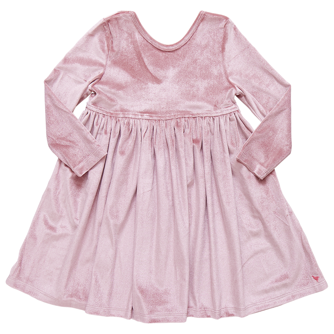 Girls Velour Steph Dress - Mauve