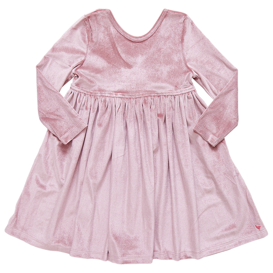 Girls Velour Steph Dress - Mauve