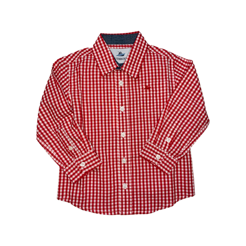 Boys Dress Shirt - Red/White