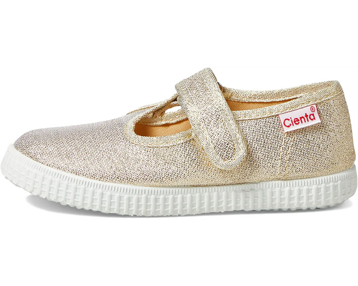 Gold Sparkle T-Strap Velcro