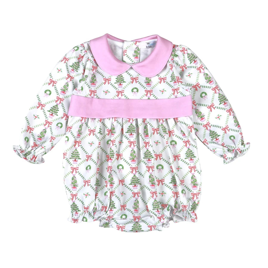 Christmas Trees Pima Scalop Collar Bubble