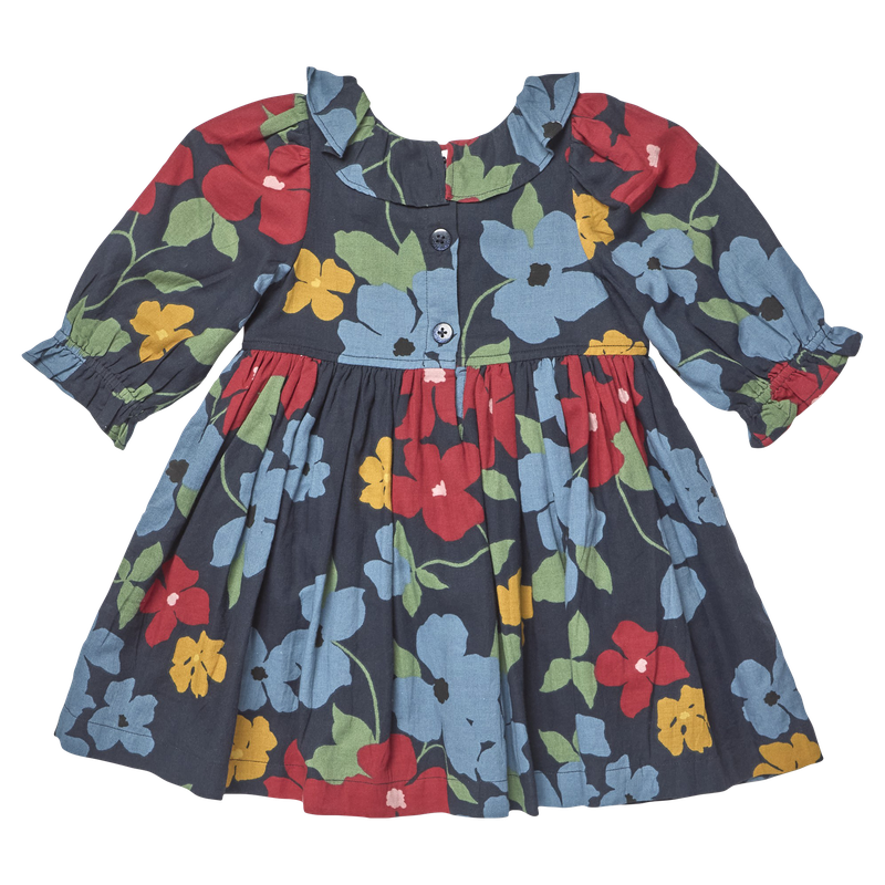 Amara Dress- Navy Hibiscus Floral