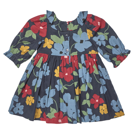Amara Dress- Navy Hibiscus Floral