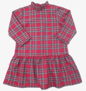 Penelope Dropwaist Dress - Christmas Plaid Red