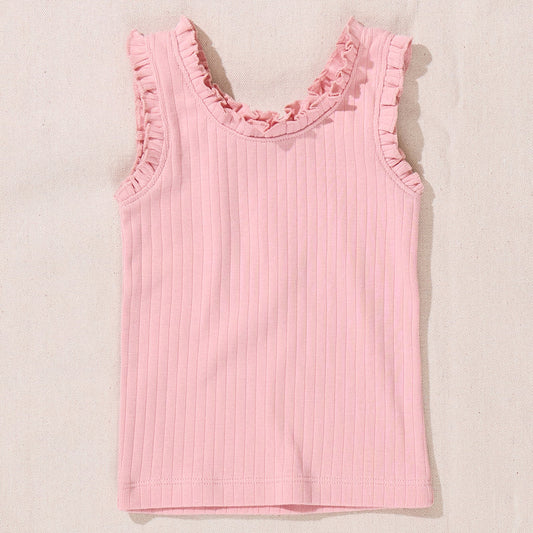 Joy Ruffle Rib Tank - Pink