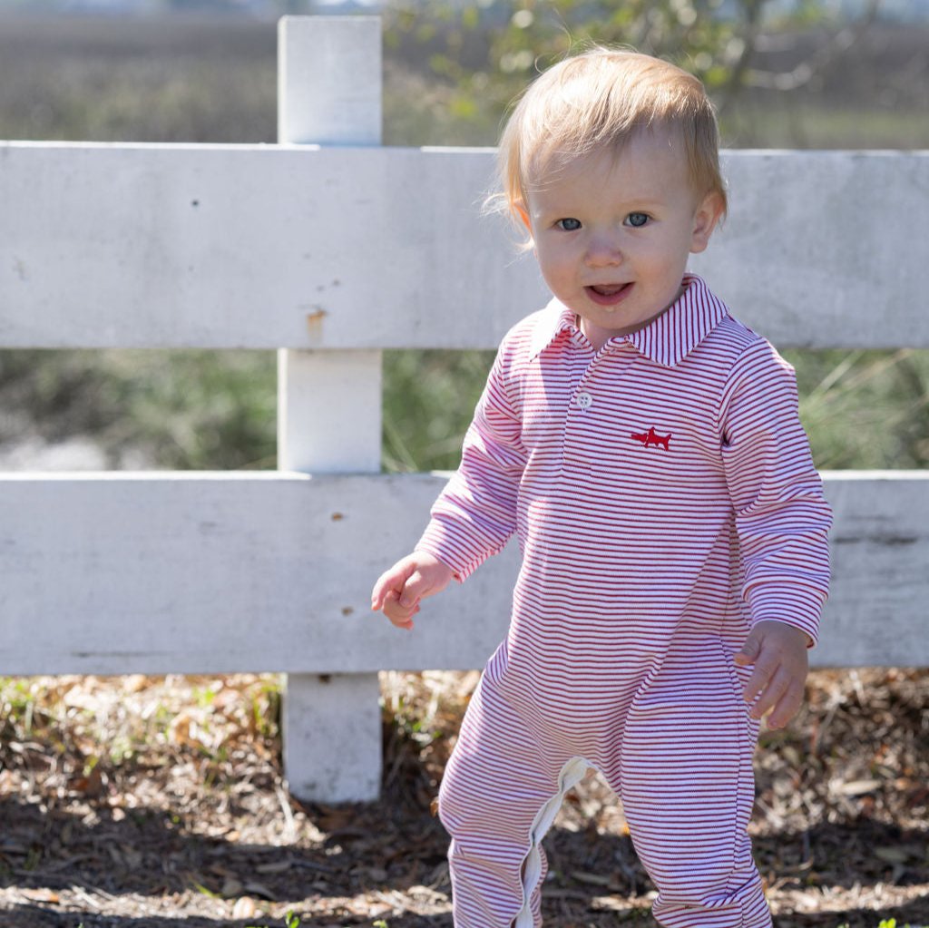 SBC Signature Polo Romper - Red Stripe