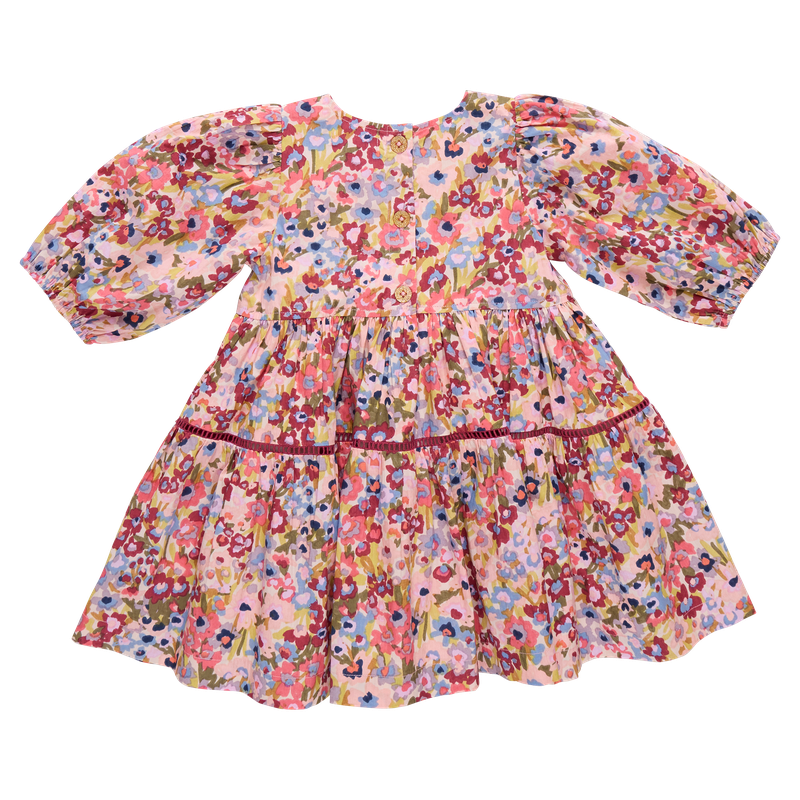 Girls Maribelle Dress- Burgundy Sketched Floral