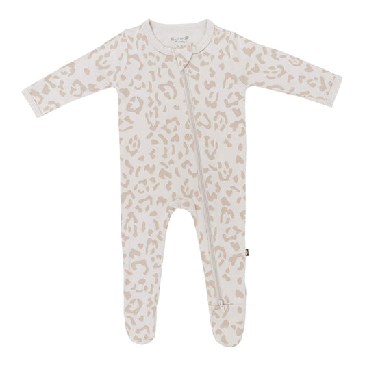 Zippered Footie - Oat Leopard