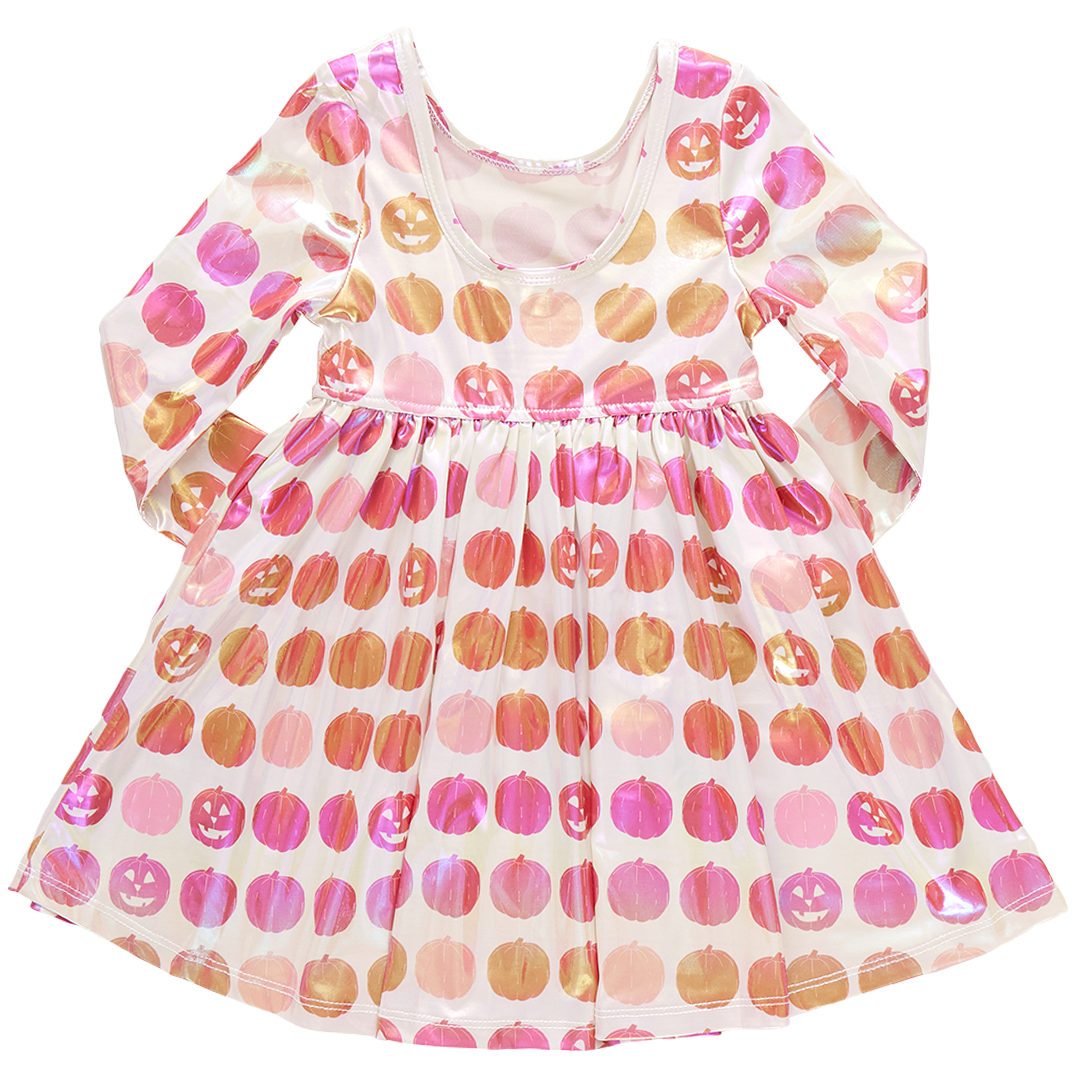 Girls Lame Steph Dress - Pumpkins