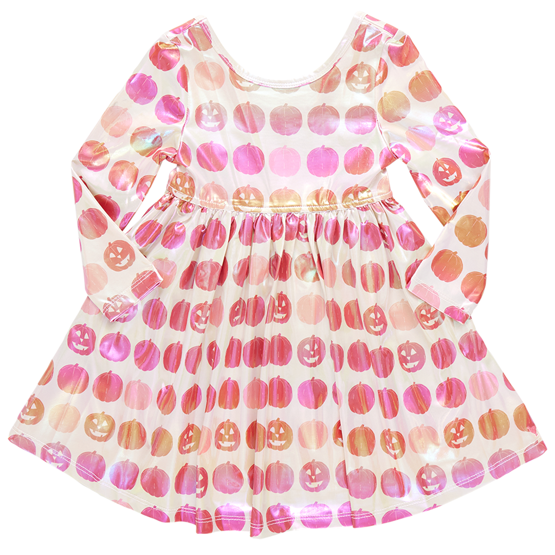 Girls Lame Steph Dress - Pumpkins