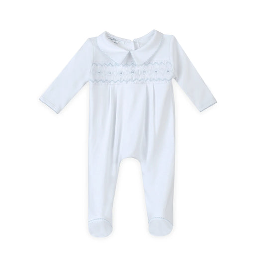 Lizzie and Landon's Classics Light Blue Smocked Collared Footie