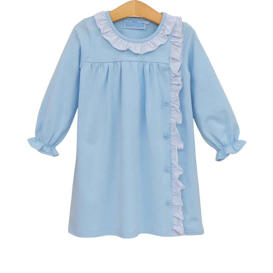 Lucille Dress- Light Blue Bitty Dot