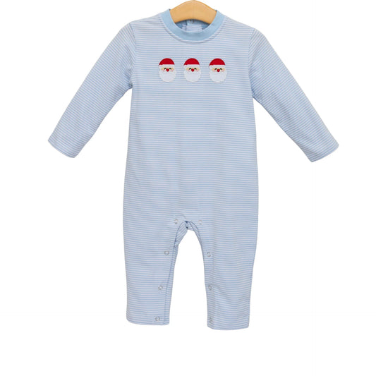Santa Trio Romper- Blue