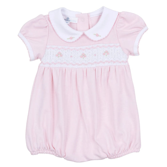 Lillian Smocked Bubble - Pink
