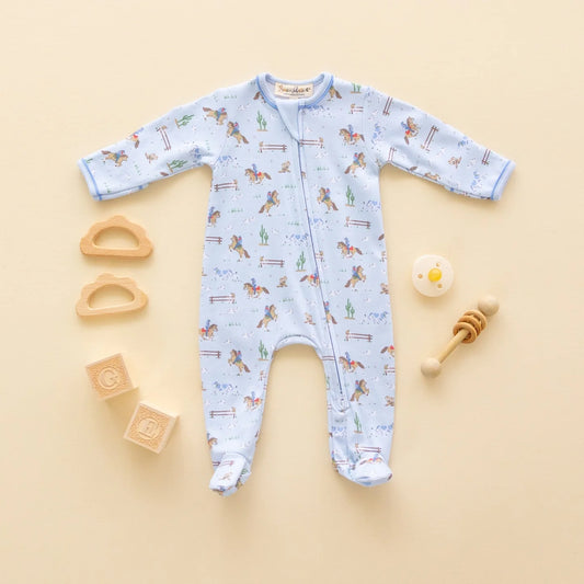 Little Wranglers Zip Footie - Sky