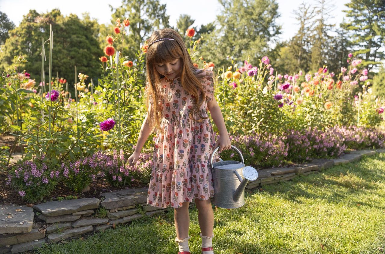 Girls Jennifer Dress- Multi Flower Drop