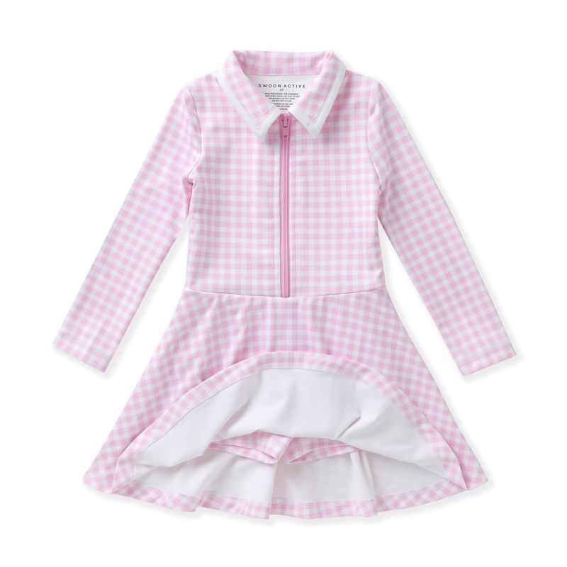 Pink Gingham L/S Tennis Dress
