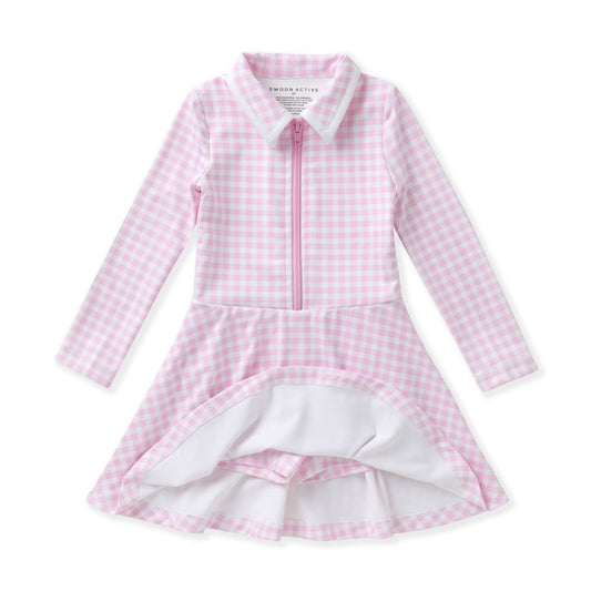 Pink Gingham L/S Tennis Dress