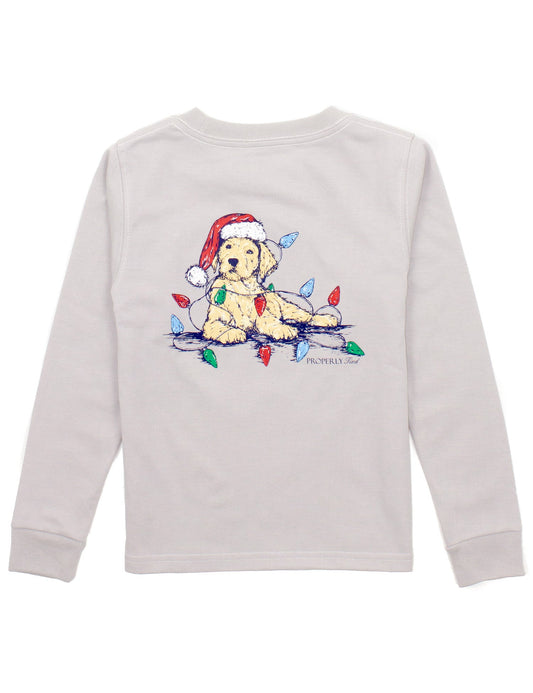 Boys Santa Paws L/S Tee - Ice Grey