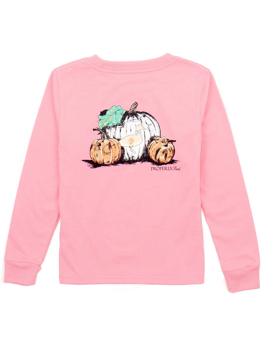 Girls Duck O'Lantern L/S Tee - Lt Pink