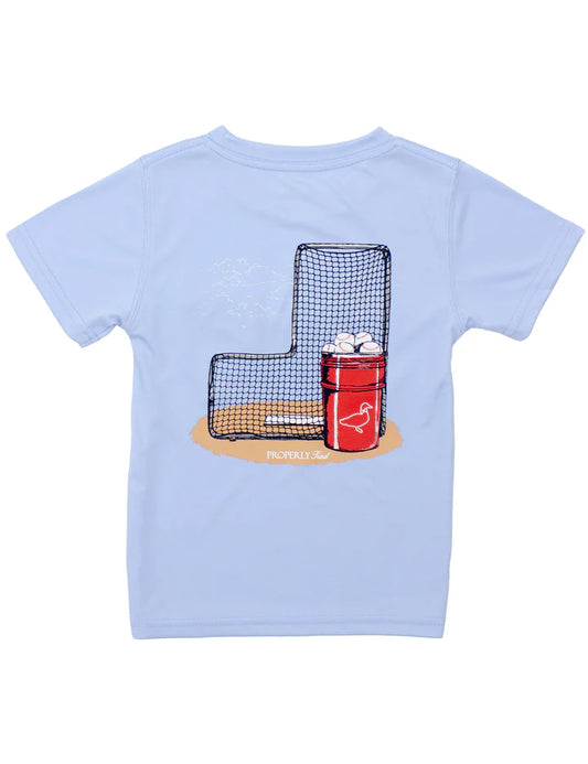 Boys Performance Tee Baseball Bucket Light Blue