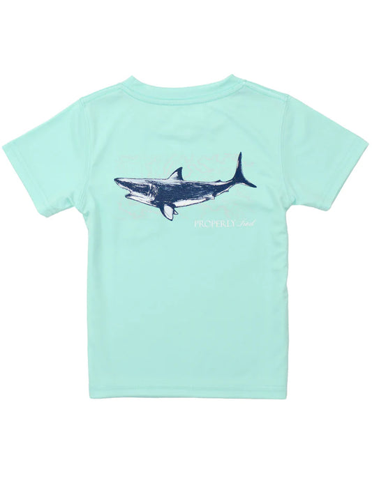 Boys Performance Tee Topo Shark Seafoam