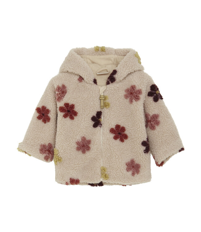 Girls Flower Jacket Teddy - Sandshell