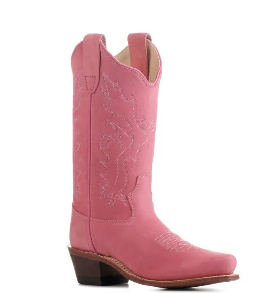 Girls Snip Toe Western Boot - Pink Suede