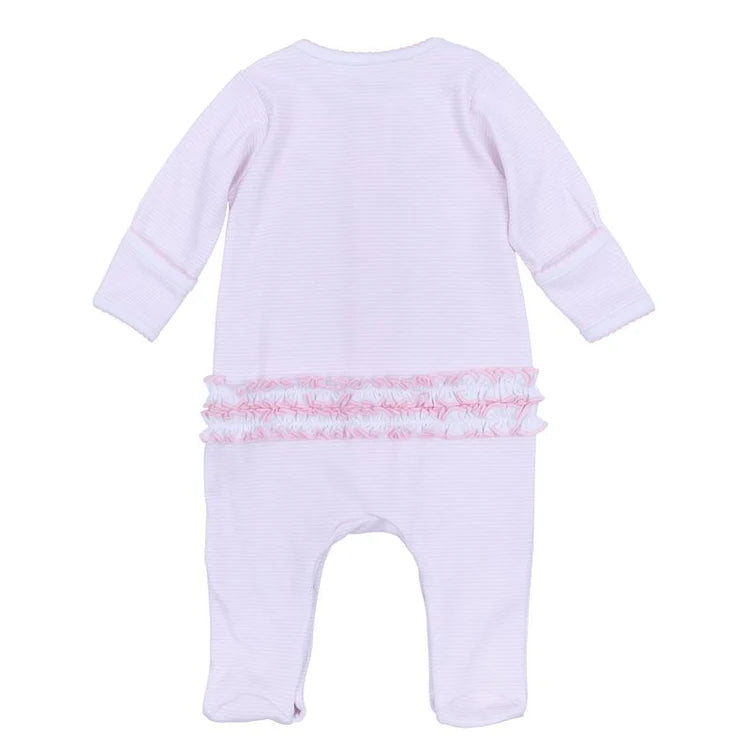 Touchdown Cutie Embroidered Ruffle Footie - Pink