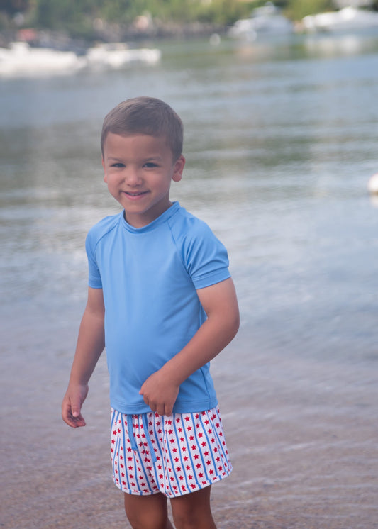 Sammy S/S Blue Rash Guard - Stars & Stripes