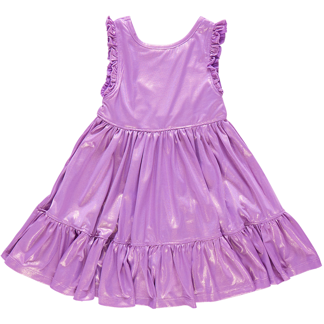 Girls Lame Kelsey Dress - Purple