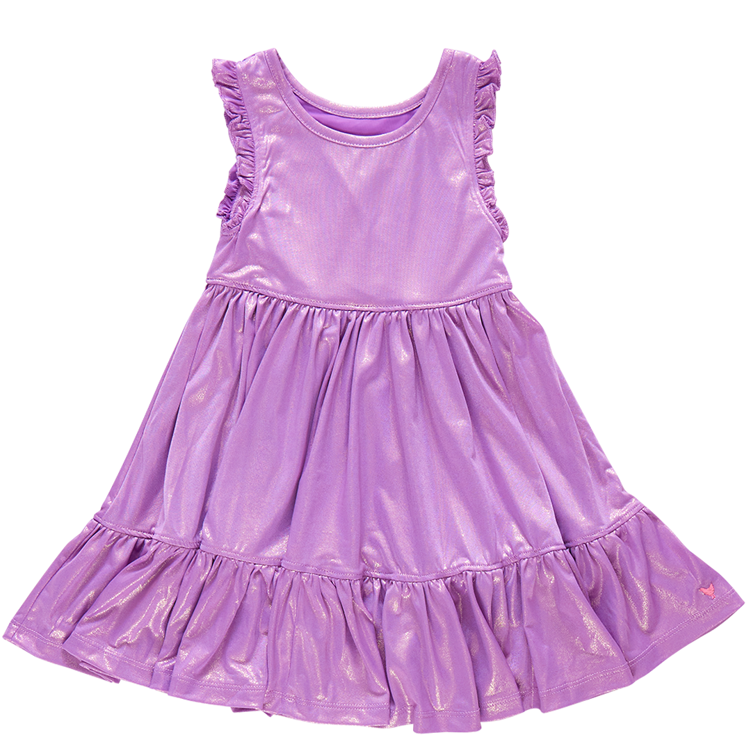 Girls Lame Kelsey Dress - Purple