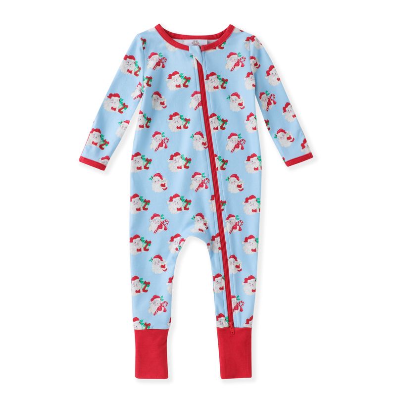 Blue Butterknit Layette- Blue/Red Santa