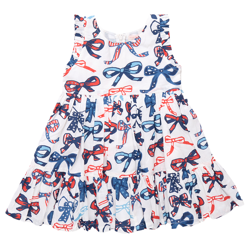 Girls Kelsey Dress - Red White & Bows