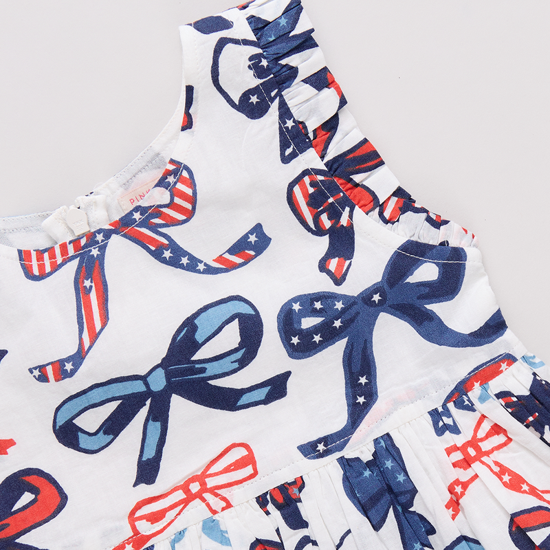 Girls Kelsey Dress - Red White & Bows