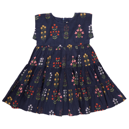 Girls Peachy Dress - Navy Field Floral