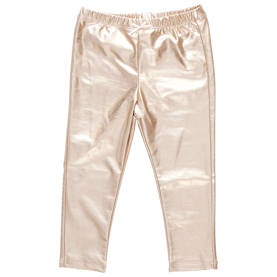 Girls Lame Leggings - Light Gold