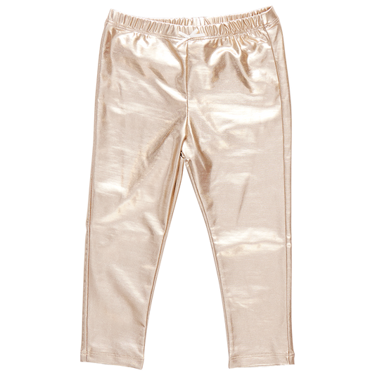 Girls Lame Leggings - Light Gold