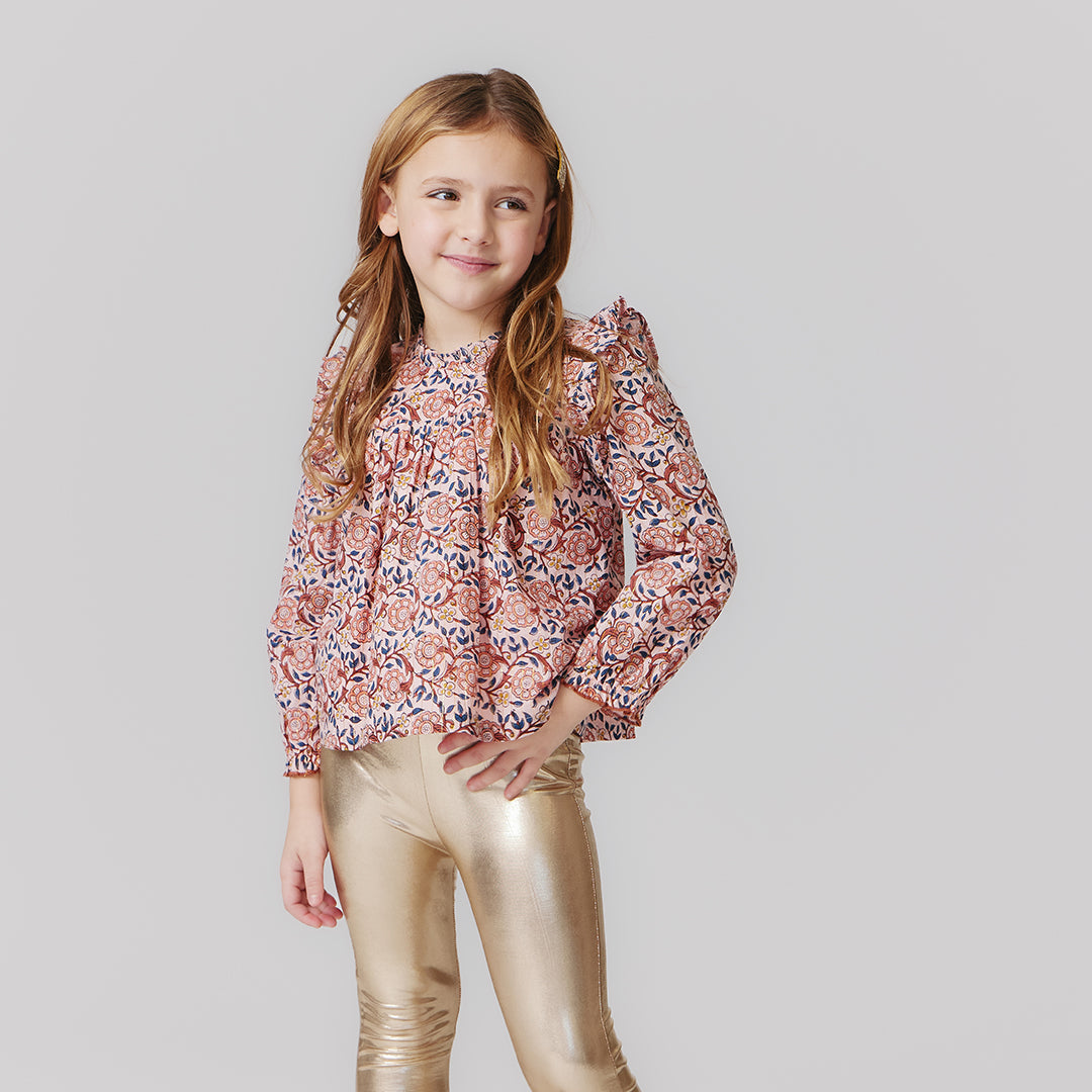 Girls Lame Leggings - Light Gold