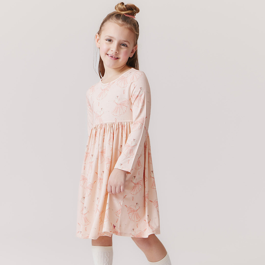 Girls Bamboo Steph Dress - Pink Ballerinas