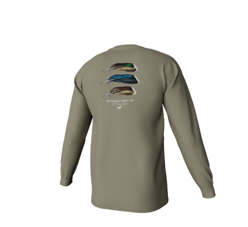 Duck Feather Long Sleeve Tee- Laurel Oak