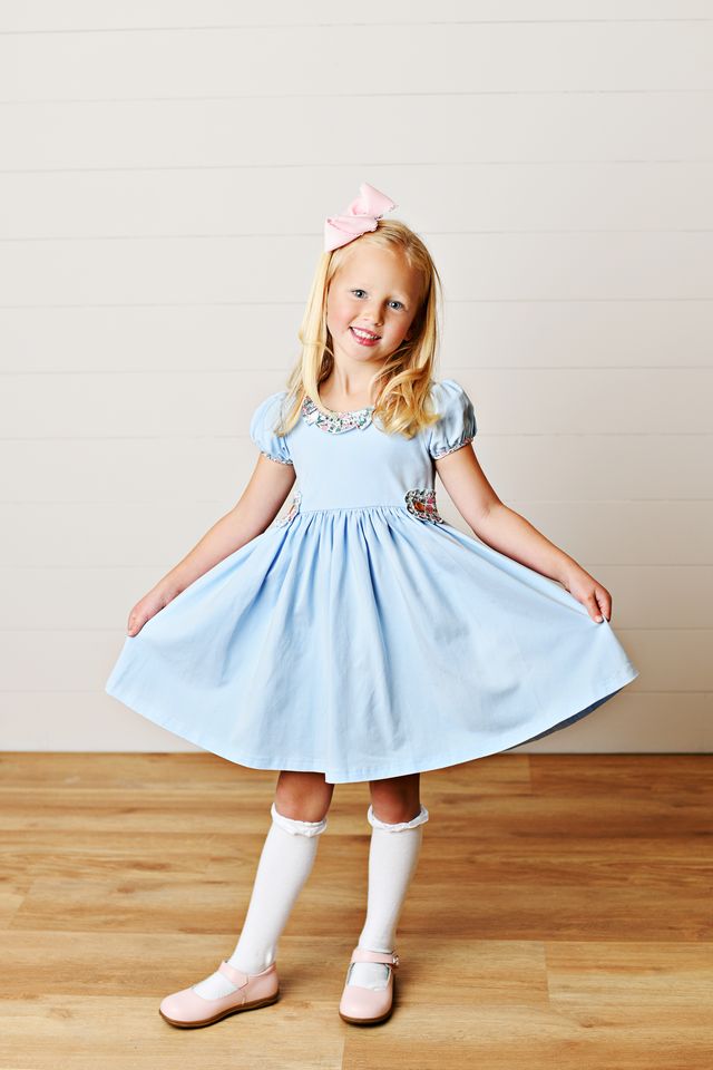 Tab Dress- Blue Floral