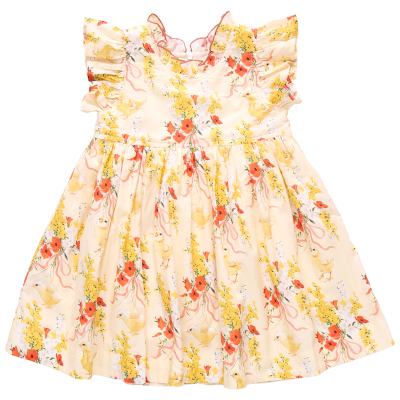 Girls Jennifer Dress - Yellow Chicks