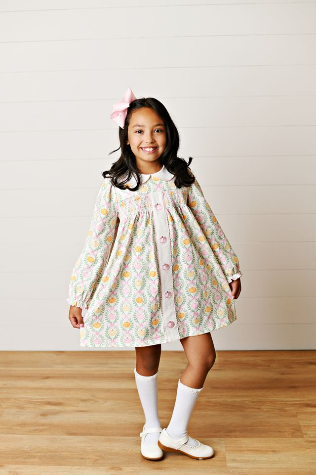 Embroidery Dress- Pink Pumpkin