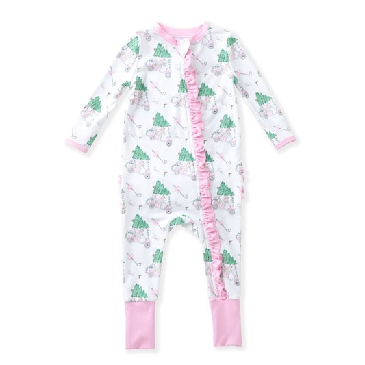 Butterknit Layette- Pink Golf Cart Tree