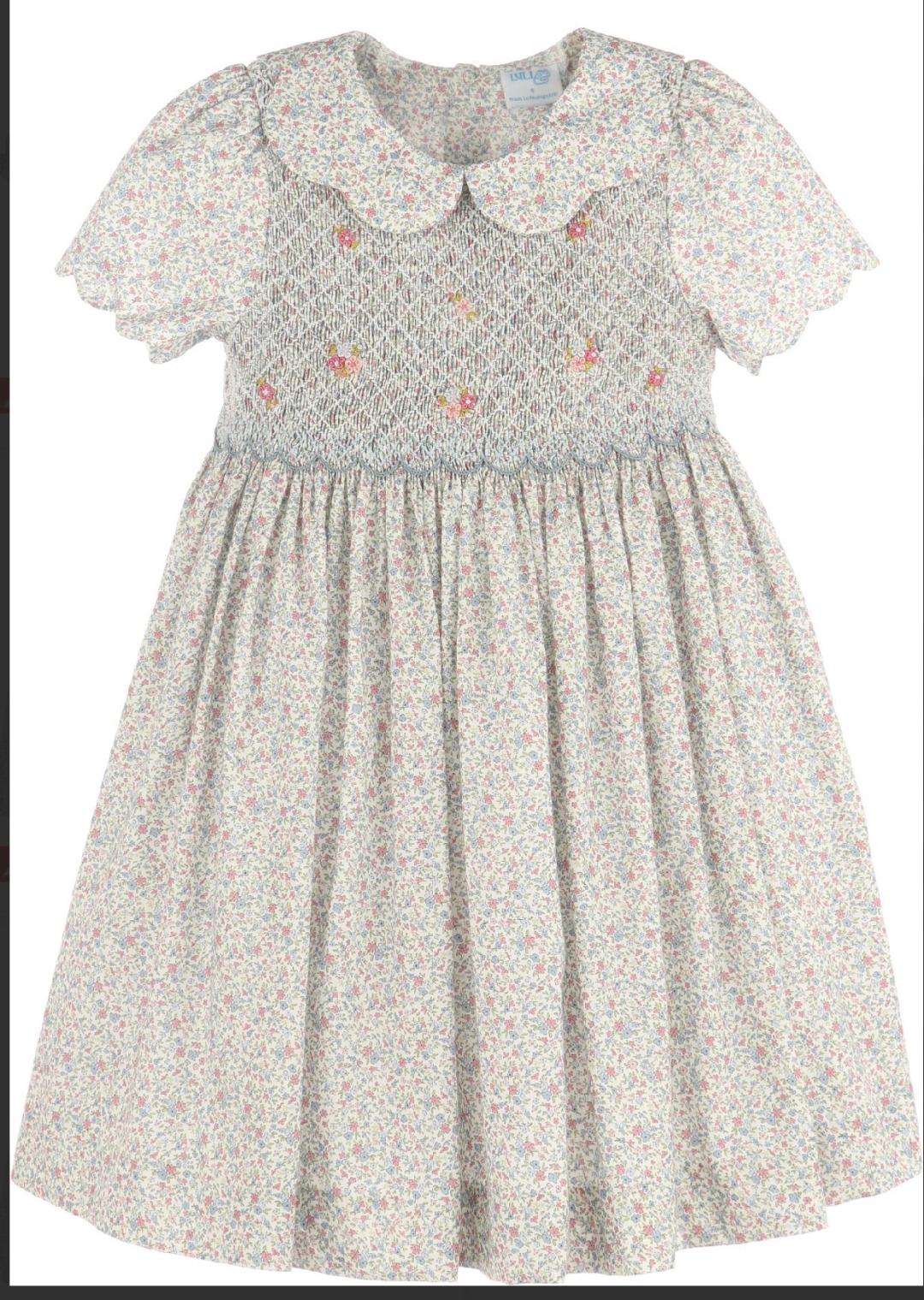 Fall Blossom Smock Dress Blue