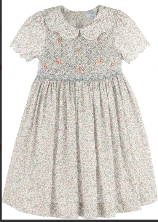 Fall Blossom Smock Dress Blue