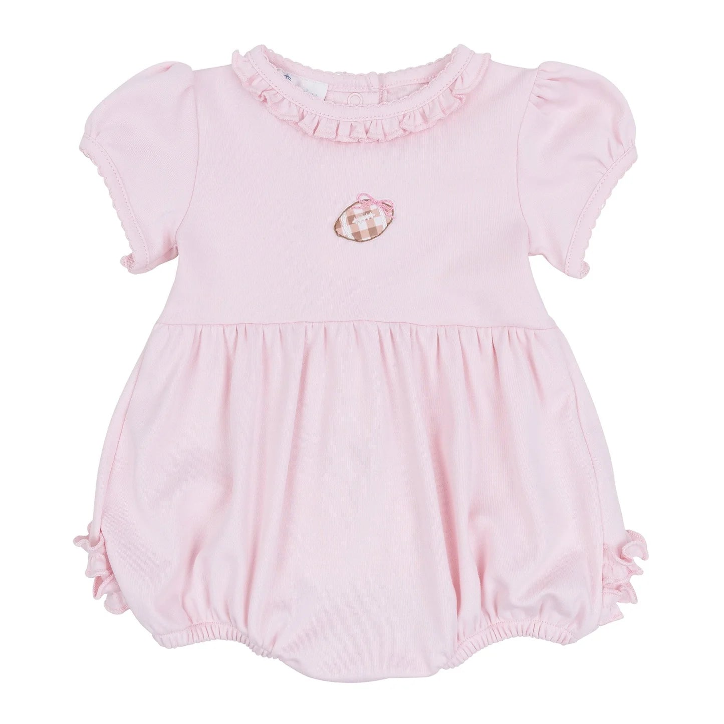 Tiny Tailgater Hand-Embroidered Ruffle Bubble - Pink