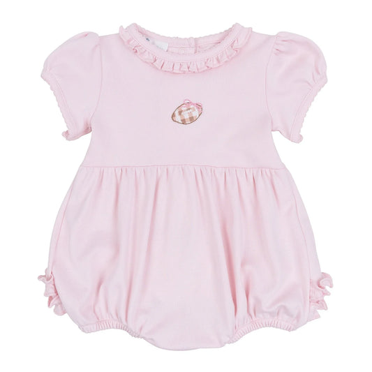 Tiny Tailgater Hand-Embroidered Ruffle Bubble - Pink