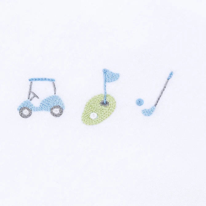Tiny Tee Time Embroidered Footie - Light Blue